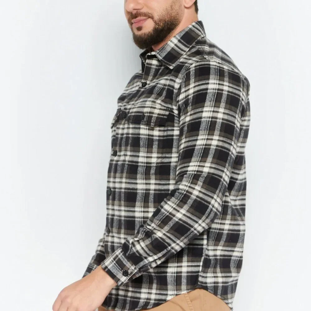 Men Regular Fit Plaid Flannel Long Sleeve Casual Shirt, Charcoal Combo LARGE - Picture 12 of 14